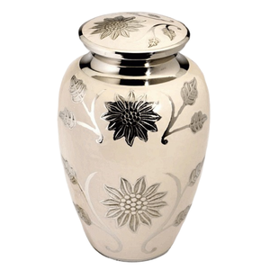 Urnes funéraires en laiton de haute qualité pour adultes avec gravure florale, finition dorée, pour cendres humaines - Product Image 1