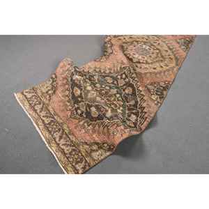 Alfombra Turca Vintage de 3x11.9 pies, Alfombra Ombré Marrón Naranja - Product Image 4