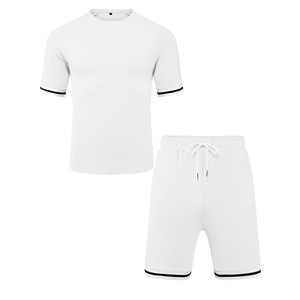 Conjunto de camiseta y pantalones cortos informales de algodón y LICRA para hombre con estampado de logotipo personalizado conjunto de gemelos para hombre de talla grande estilo callejero al por mayor - Product Image 5