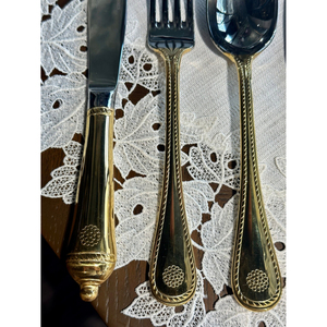 Juego de cubiertos Timeless Elegance, cubiertos de diseño único con mango de madera, cuchara pulida brillante, tenedor para fiestas - Product Image 6