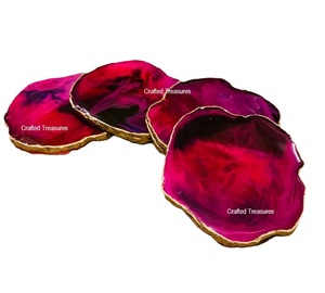 Decor Modern Luxury Eco-Friendly Handmade <b>Epoxy</b> Resin <b>Coffee</b> Tea Coaster 4x4 Custom Size Color Best Quality Decoration Mats Pads - Product Image 5