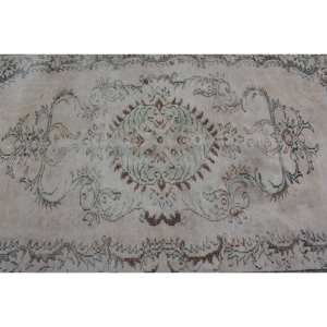 Alfombra turca Vintage Beige 5,3 X 9.3ft Tejido plano de lana con patrón de retazos para decoraciones de sala de estar - Product Image 5