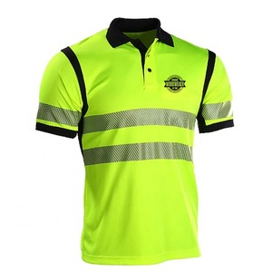 Polo de seguridad reflectante de alta visibilidad, camisas de trabajo de construcción con cuello levantado de bolsillo, OEM, hechas a medida - Product Image 5