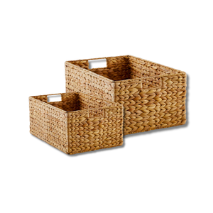 Authentic Handwoven WATER HYACINTH <b>BASKET</b> with Iron Frame and Custom <b>Lids</b>, Rectangle Design From Vietnam <b>Laundry</b> Organizer - Product Image 1