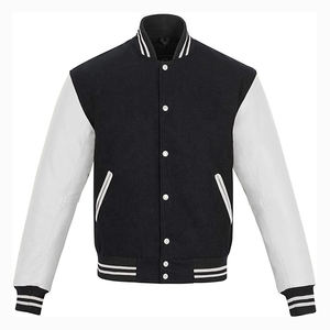 Veste de style universitaire pour homme en acrylique, laine et cuir de vache, doublure matelassée, bordure côtelée rayée, streetwear urbain, vêtements d'extérieur tendance - Product Image 1