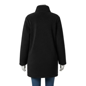 Womens Fleece Anti Wrinkle Coat Soft Warm Winter Outerwear Thick Fabric Casual Long Sleeve Jacket <b>for</b> Travel Work Daily Wear - Product Image 2