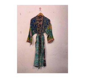 Bata de Kimono de seda de retazos para mujer, bata de novia de lujo de talla grande, ropa de descanso de luna de miel Bohemia, ropa de lujo de verano - Product Image 1