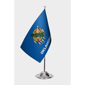 Drapeaux de bureau de l'État de l'Oklahoma, techniques d'impression numérique, matériaux polyester et tissu, mât de drapeau en aluminium - Product Image 1
