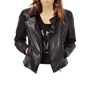Nouvelle veste en cuir de vachette de qualité supérieure pour femmes, conçue à la mode avec rembourrage en coton, technique de teinture unie - Product Image 2