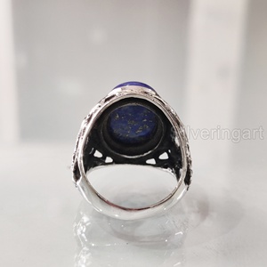 Grossiste Bague pour hommes Bague en argent sterling 925 naturelle afghane en lapis lazuli avec pierre de naissance, cadeau d'anniversaire arabe - Product Image 5