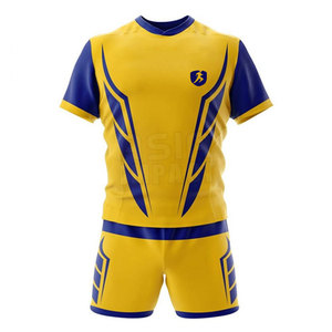 Uniforme de rugby duradero para hombre, material de poliéster de primera calidad, camisa de manga corta de secado rápido y pantalones cortos, perfecto para equipos y clubes juveniles - Product Image 1