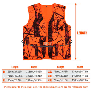 Gilet de chasse respirant en polyester imprimé camouflage, doublure en coton, multi-poches, gilet de chasse en camouflage pour la chasse en terrain élevé - Product Image 2