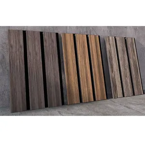 도매 중국 Suuply 자연 Akupanel 오크 그루브 수직 나무 판금 벽 패널 호두 판금 벽 패널