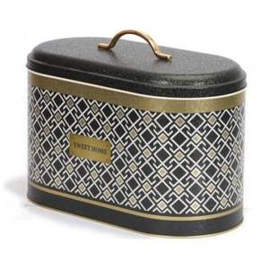 178x338x200mm fond noir boîte à pain motif sans couture conception lignes géométriques 9.8L métal conteneur de stockage des aliments pour la maison - Product Image 3