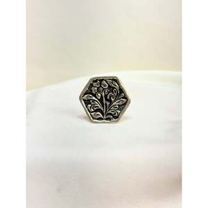 925 Silver Noor Chittai Floral Hexagon <b>Ring</b> Geometric <b>Dainty</b> Everyday Wear Rhodium Plated with Platinum and Brass Materials - Product Image 3