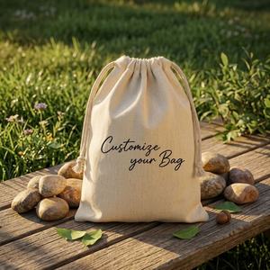 Bolsa con Cordón de Algodón Orgánico Biodegradable de 4x6 Pulgadas, 150 GSM, Impresa con Serigrafía para Pulseras, Aceites Esenciales, Relojes y Manualidades - Product Image 5