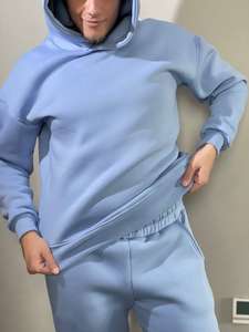 ชุดวอร์มแฟชั่นสำหรับฤดูหนาวชุดวิ่งขนแกะสีพื้นมีซิปไซส์ใหญ่กางเกงลำลองมีซิป - Product Image 2