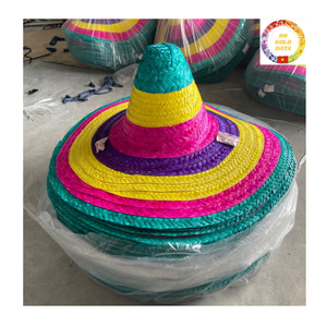 หมวกฟางปาร์ตี้หมวกปีกกว้างสไตล์เม็กซิกันสีสันสดใสของขวัญตกแต่งวันหยุดเทศกาล - Product Image 1