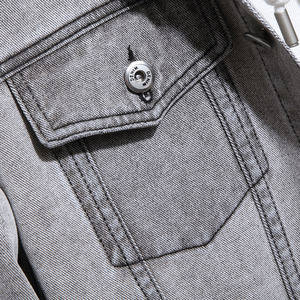 แจ็กเก็ตยีนส์สีน้ำเงินวินเทจสำหรับผู้ชาย3สีสไตล์คลาสสิกเสื้อโค้ทยีนส์ลำลองผ้าฝ้ายยืดใหม่สำหรับฤดูใบไม้ผลิและฤดูใบไม้ร่วง - Product Image 4