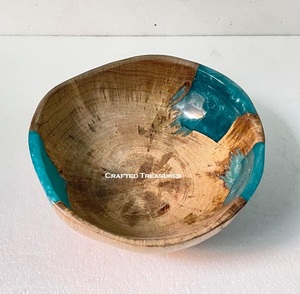 Fiestas Mesa de comedor Vajilla Tazón de resina de madera Buena calidad Fabricante hecho a mano Tazón de cena para servir comida Nuevo diseño - Product Image 1