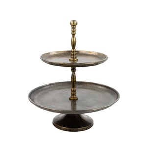 Aperitivos que sirven cumpleaños postre pastel soporte Mesa decorativa centro de mesa redondo Metal 2 niveles pastel soporte - Product Image 6
