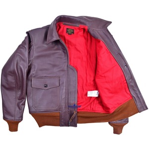 OEM Wholesale Mens Vintage ANJ3 <b>Bomber</b> <b>Jacket</b> Steerhide Cowhide Leather <b>Shearling</b> Lined Warm Winter Outerwear - Product Image 1