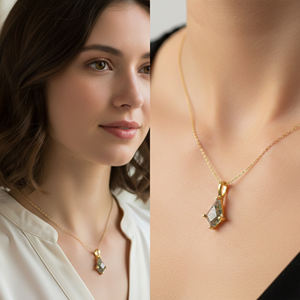 Colgante chapado en oro de Plata de Ley 925 con forma de cometa de ágata musgo para collar de fabricación de joyería ajustable - Product Image 6