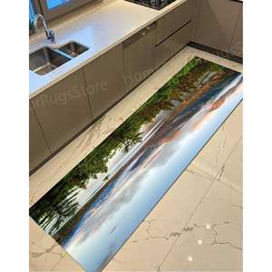 Alfombra Estampada del Parque Nacional del Glaciar, Paisaje del Lago Saint Mary, Alfombra Gobelino - Product Image 5