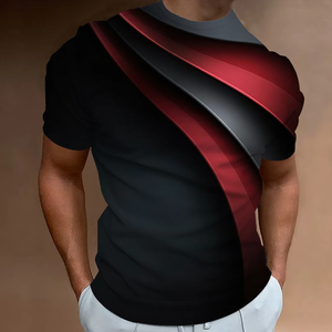 Vêtements de sport décontractés imprimés en ligne 3D pour hommes, t-shirts quotidiens à manches courtes, t-shirts surdimensionnés de créateur de rue à la mode, polyester/coton - Product Image 2
