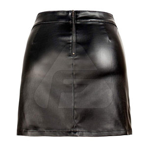 Jupe élégante d'été en cuir enduit de PU pour femmes, jupe en cuir sur mesure - Product Image 2
