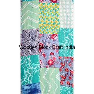 Chaqueta Kimono Corta Acolchada Kantha Indigo Transpirable con Cuello en V, Ropa de Dormir Informal de Algodón Suave para Mujer, Estilo Moderno y Acogedor - Product Image 4