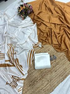 Lo último en ropa de fiesta, blusa Sari de seda crepé suave con estampado Digital, blusa étnica india para ropa de boda, precio al por mayor OEM/ODM - Product Image 2