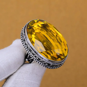 Mejor diseñador sólido 925 anillo de plata esterlina hecho a mano natural citrino piedra preciosa 925 anillo estampado para bodas fiestas - Product Image 3