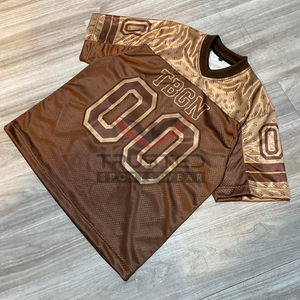Ventes en gros de maillots de football américain surdimensionnés en maille respirante à manches courtes et col rond, streetwear unisexe - Product Image 6