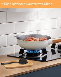 Soporte de cuchara de madera grande, soporte de cuchara de bambú para estufa de 9,7 pulgadas, utensilios de cocina para mostrador de cocina, comida pequeña de granja - Product Image 5