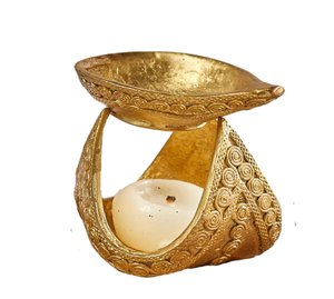 เครื่องอุ่นน้ำมันหอมระเหยเพื่อการตกแต่งบ้านที่หรูหราพื้นผิวเป็นโลหะสีทองมีจำหน่ายในราคาขายส่ง - Product Image 1