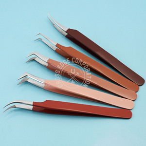 Volume Eyelash Isolation Tweezers Fiber Tips Curved Lash Tweezers 90 Degree Russian Eyelash Extension Tweezer for Eyelashes - Product Image 6