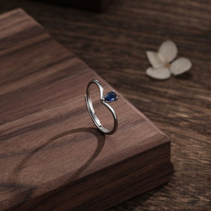 Simple 925 en argent Sterling minimaliste bague saphir poire coupe pierre pour les filles promesse fête de mariage en gros bijoux pour - Product Image 4