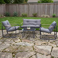 Ensemble de jardin en acier 4 pièces tout temps, mobilier de patio extérieur confortable, canapé en métal durable, designs pour salon et salle à manger