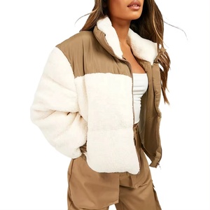 Venta al por mayor fabricante personalizado de gran tamaño impermeable Floral prendas de vestir exteriores de algodón con cremallera Sherpa Impresión de moda chaqueta de las mujeres - Product Image 1