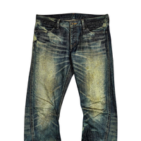 Fabricants de jeans sur mesure, réparation des déchirures, effet de friction PP, 100% coton, jeans évasés pour hommes