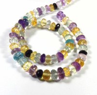 Mélange de pierres précieuses naturelles 7-8mm Rondelle Vertes Facettées Qualité Supérieure Fil de 14 pouces Pierres Libres Transparentes 140 Carats