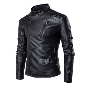 Veste en cuir pour homme en gros, cuir de vache véritable, style moto, doublure matelassée chaude, fermeture éclair, veste en cuir véritable - Product Image 3