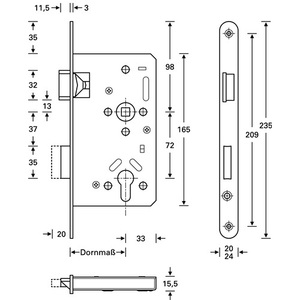 Cerradura de Seguridad de Acero Inoxidable Serie 20 APE, Tipo Panic, DIN Izquierda, 24/55/72/9mm, con Esquinas Redondeadas, para Muebles - Product Image 3