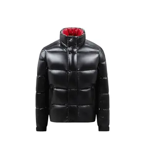 Parka d'hiver épaisse à capuche en toile imperméable décontractée respirante avec fermeture éclair sur le devant pour hommes - Product Image 3