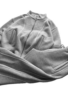 Unisex White Tracksuit Set Crew Neck <b>Sweatshirt</b> And Drawstring Pants Solid Color Full <b>Sleeve</b> Casual Autumn Wear - Product Image 2