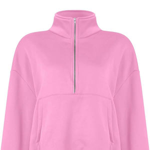 Jersey extragrande con media cremallera para mujer OEM-Colección Otoño | Sudadera con cremallera 1/4 bordada personalizada - Product Image 5