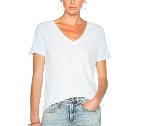 Camisetas de algodón de manga corta para mujer, Top descuento, alta calidad, venta al por mayor, Color sólido, cuello en V, 2023 - Product Image 5