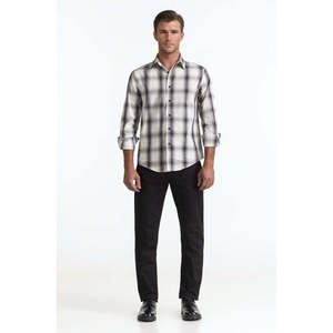Chemise décontractée en coton pour homme MN-CS-SS24-031 100% popeline tissée, col montant, double boutonnage, idéale pour le bureau ou la saison automne - Product Image 1