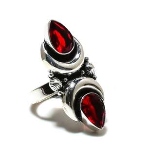 Red Garnet Ring 925 Sterling <b>Silver</b> Rhodium Plated Vintage Luxury Jewelry Gemstone Ring Thanksgiving Gift - Product Image 3